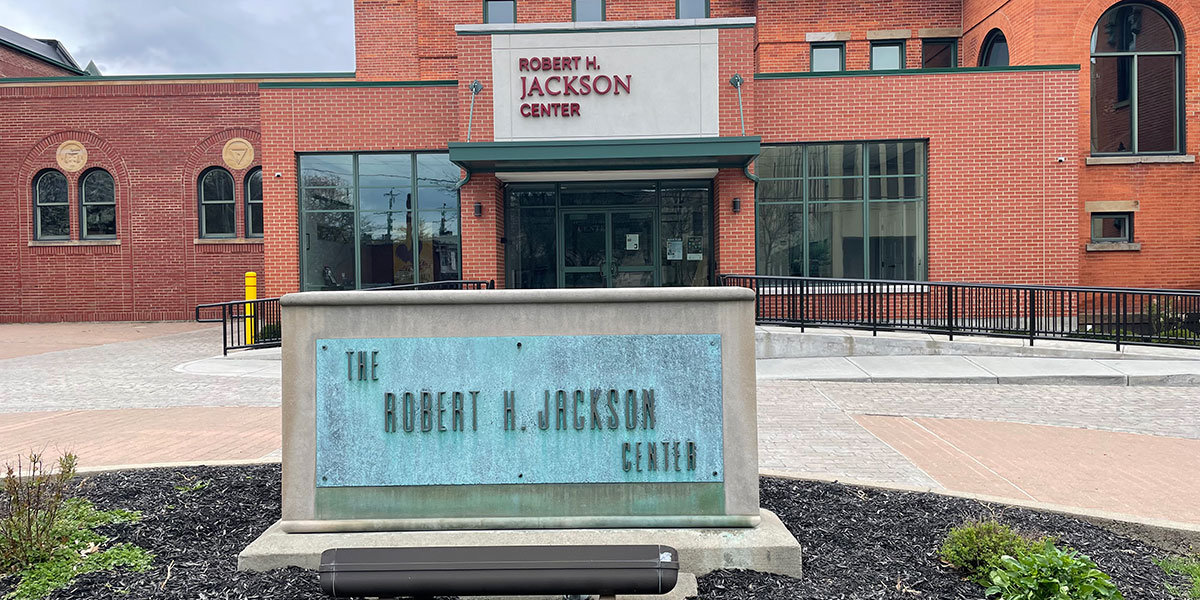 SIgnage in front of Robert H. Jackson Center